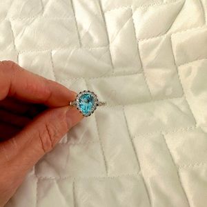 BLUE NILE Blue Topaz and diamond ring
